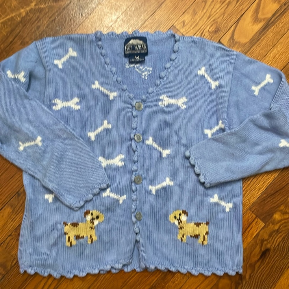 Adorable dog and dog bone sweater cardigan